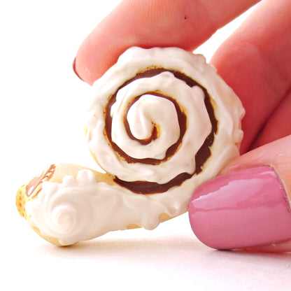 Cinnamon Roll Snake Figurine - Polymer Clay Food and Dessert Animals