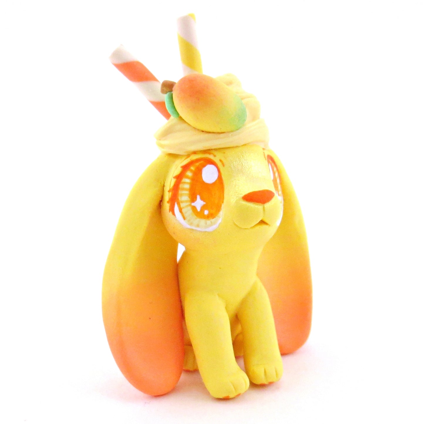 Mango Sherbert Bunny Rabbit Figurine - Polymer Clay Food and Dessert Animals