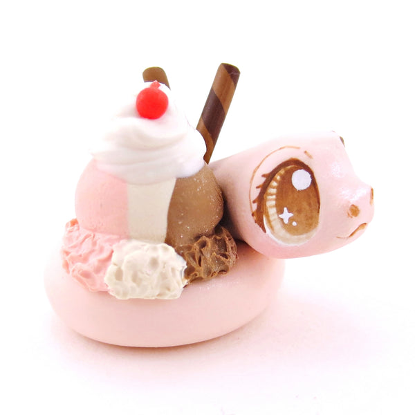 Neapolitan Ice Cream Snake Figurine - Polymer Clay Food and Dessert Animals