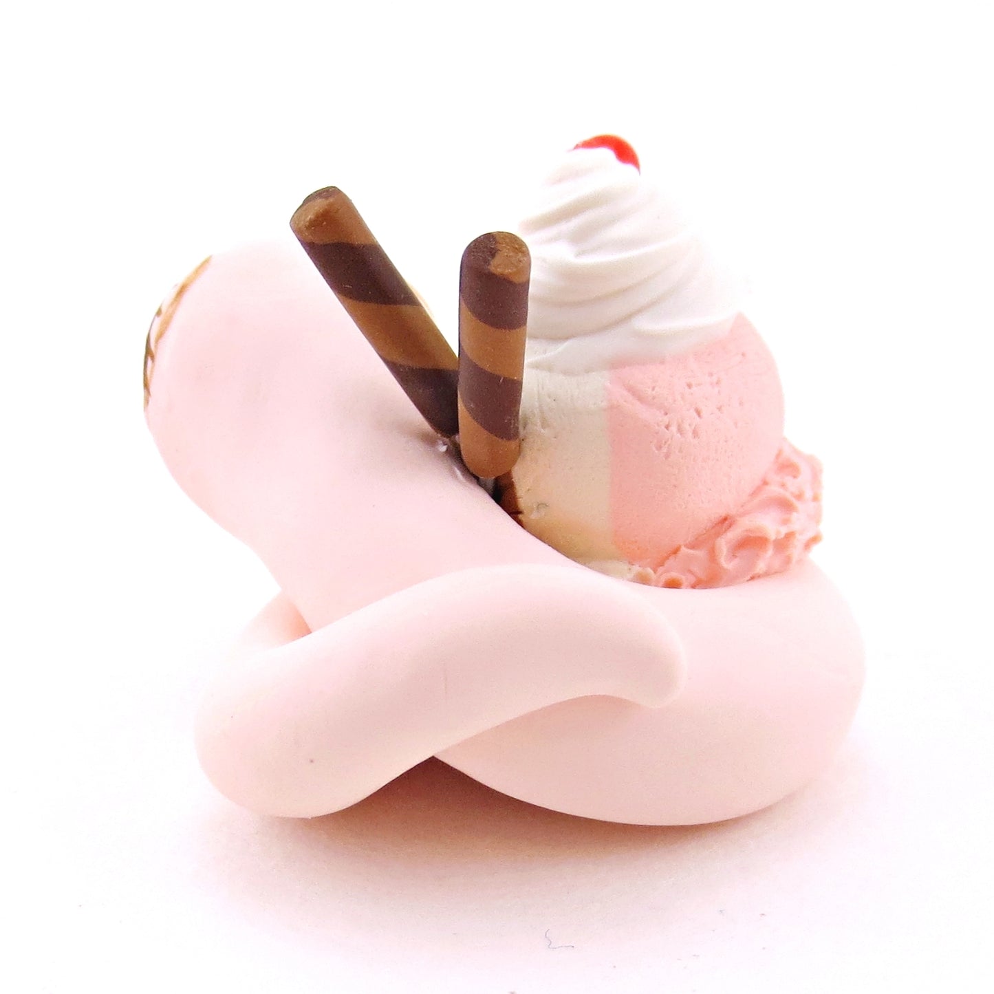 Neapolitan Ice Cream Snake Figurine - Polymer Clay Food and Dessert Animals