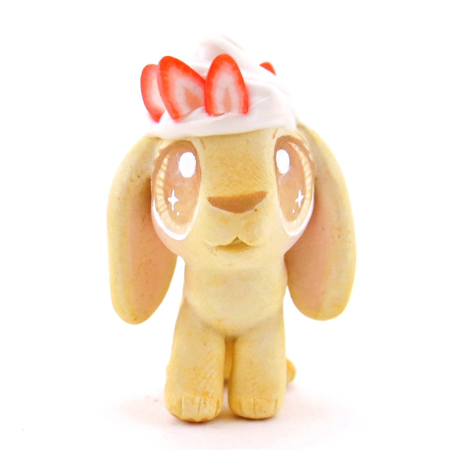 Strawberry Shortcake Holland Lop Bunny Figurine - Polymer Clay Food and Dessert Animals