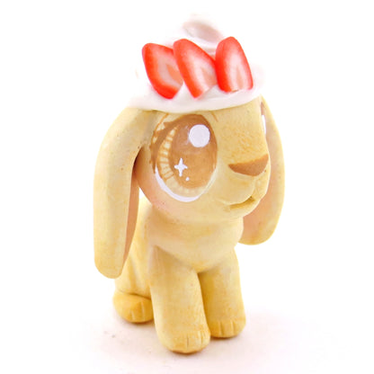 Strawberry Shortcake Holland Lop Bunny Figurine - Polymer Clay Food and Dessert Animals