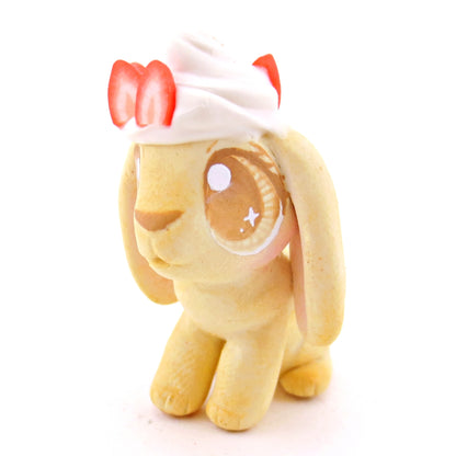 Strawberry Shortcake Holland Lop Bunny Figurine - Polymer Clay Food and Dessert Animals