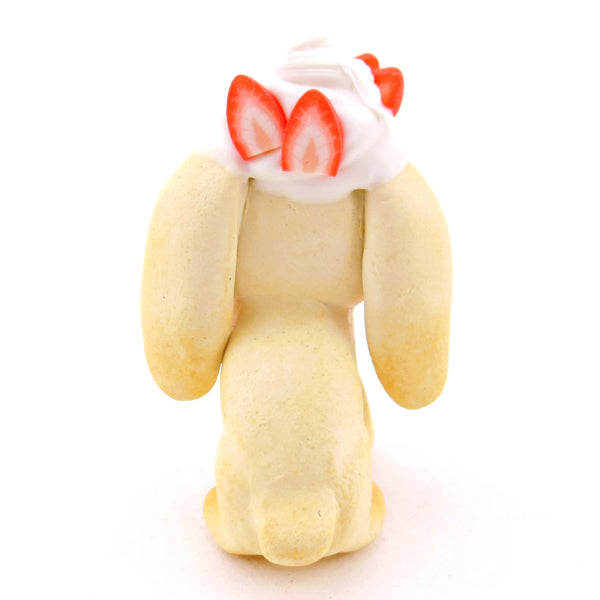Strawberry Shortcake Holland Lop Bunny Figurine - Polymer Clay Food and Dessert Animals