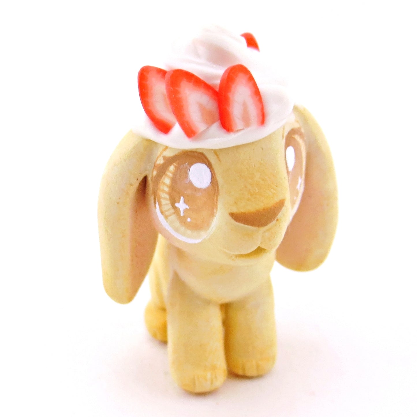 Strawberry Shortcake Holland Lop Bunny Figurine - Polymer Clay Food and Dessert Animals