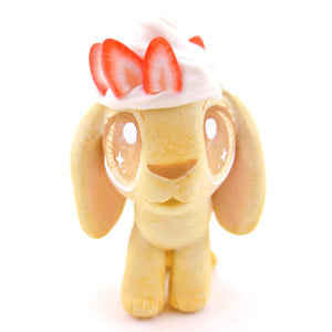 Strawberry Shortcake Holland Lop Bunny Figurine - Polymer Clay Food and Dessert Animals