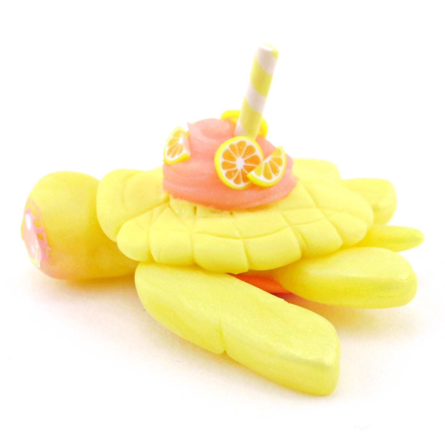 Pink Lemonade Turtle Figurine - Polymer Clay Food and Dessert Animals