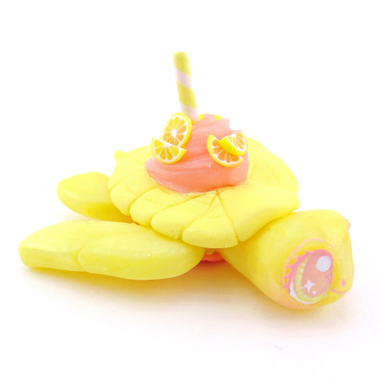 Pink Lemonade Turtle Figurine - Polymer Clay Food and Dessert Animals