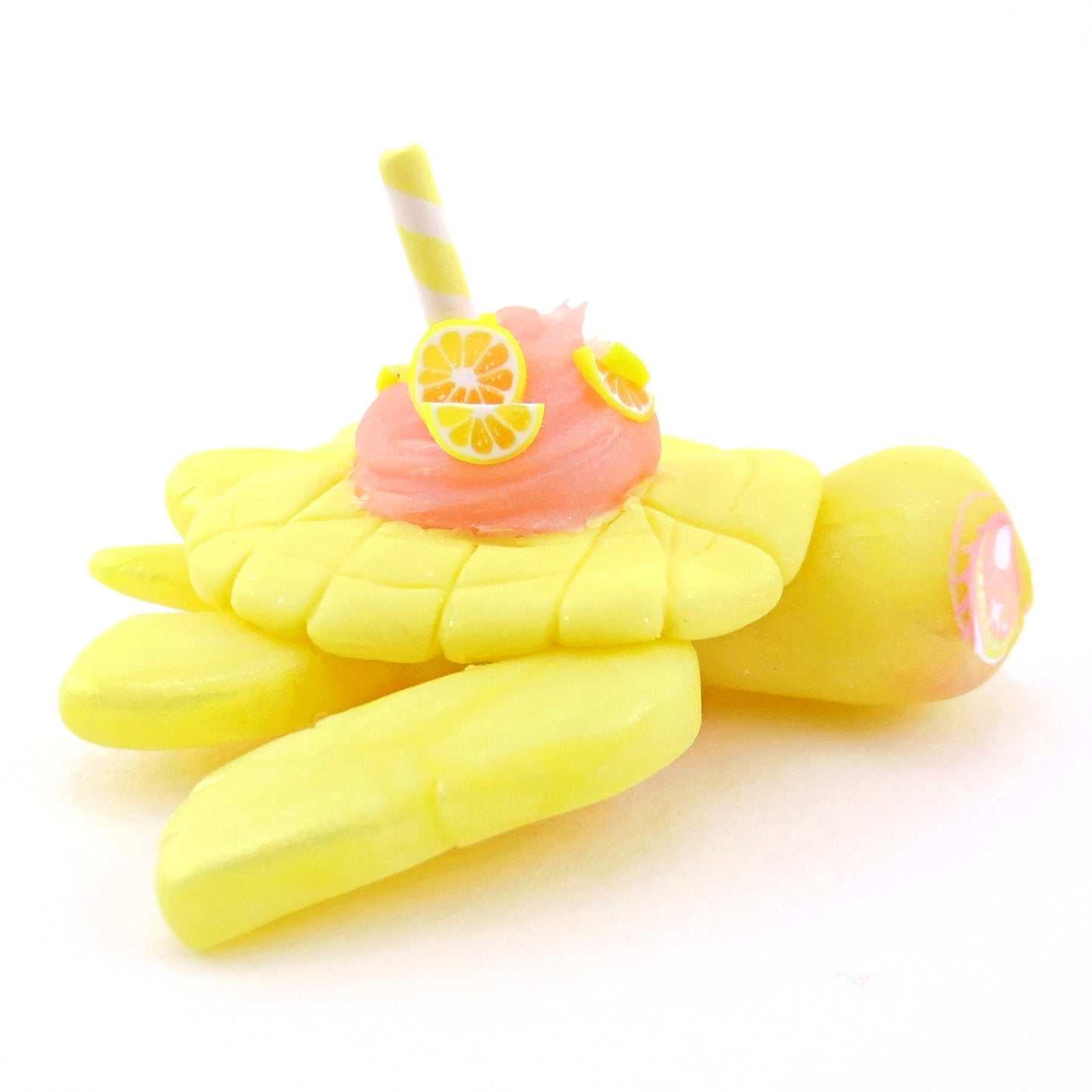 Pink Lemonade Turtle Figurine - Polymer Clay Food and Dessert Animals