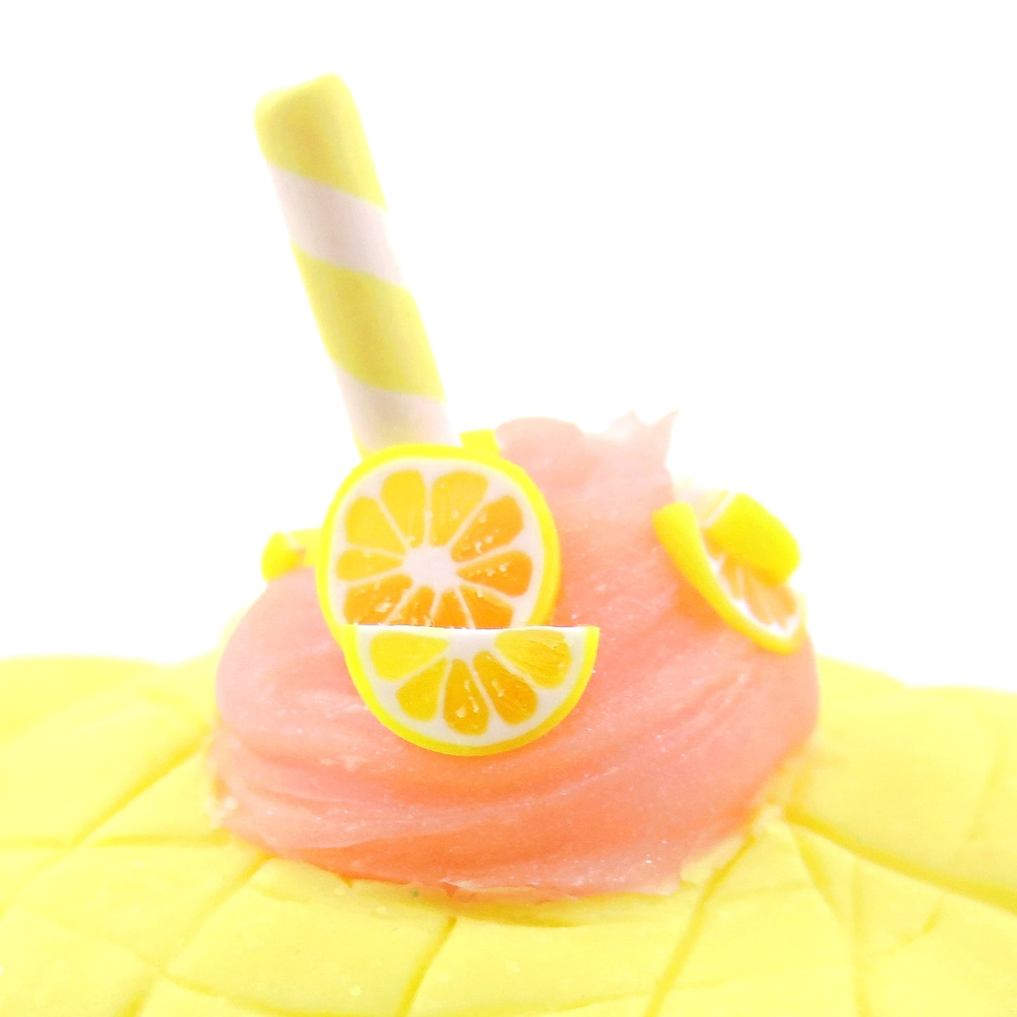 Pink Lemonade Turtle Figurine - Polymer Clay Food and Dessert Animals