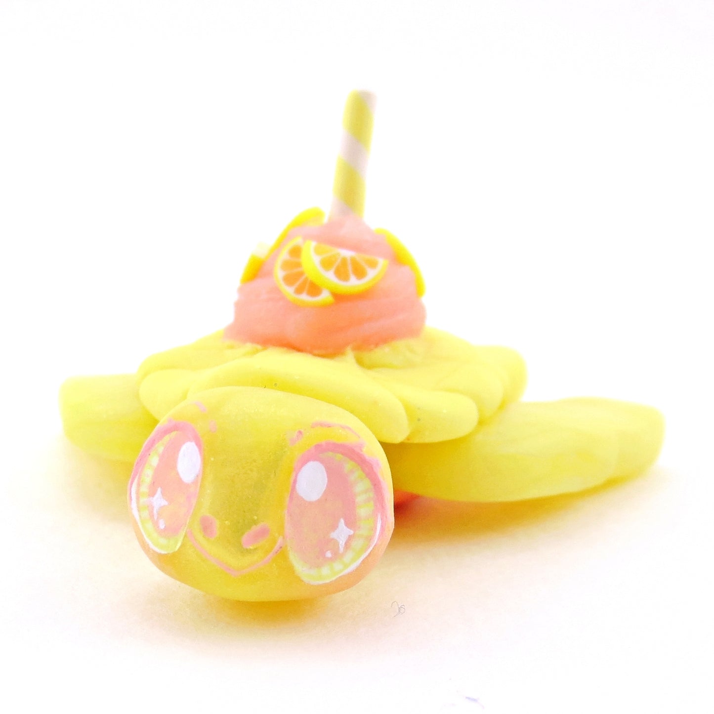 Pink Lemonade Turtle Figurine - Polymer Clay Food and Dessert Animals