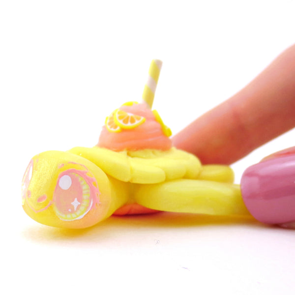 Pink Lemonade Turtle Figurine - Polymer Clay Food and Dessert Animals