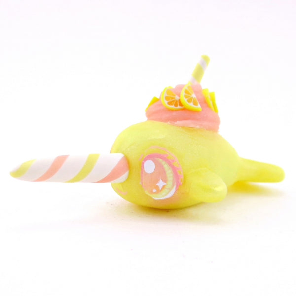 Pink Lemonade Narwhal Figurine - Polymer Clay Food and Dessert Animals