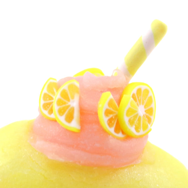 Pink Lemonade Narwhal Figurine - Polymer Clay Food and Dessert Animals
