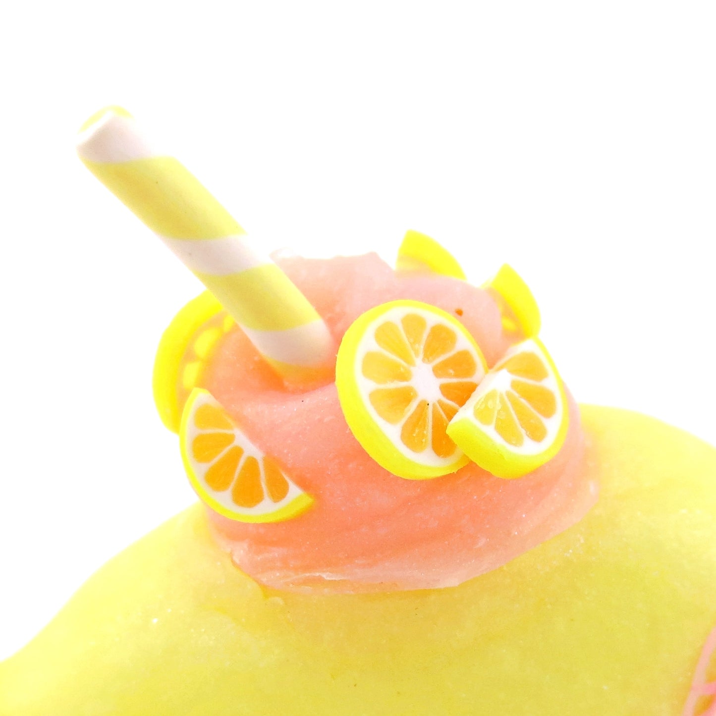 Pink Lemonade Narwhal Figurine - Polymer Clay Food and Dessert Animals