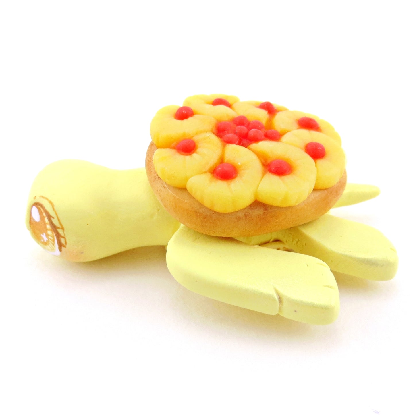 Pineapple Upside-Down Cake Turtle Figurine - Polymer Clay Food and Dessert Animals