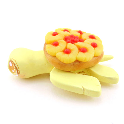 Pineapple Upside-Down Cake Turtle Figurine - Polymer Clay Food and Dessert Animals