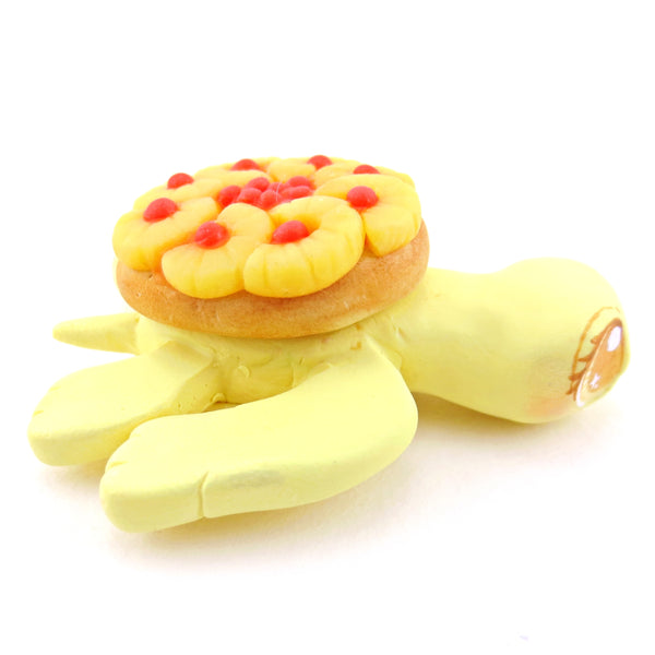 Pineapple Upside-Down Cake Turtle Figurine - Polymer Clay Food and Dessert Animals