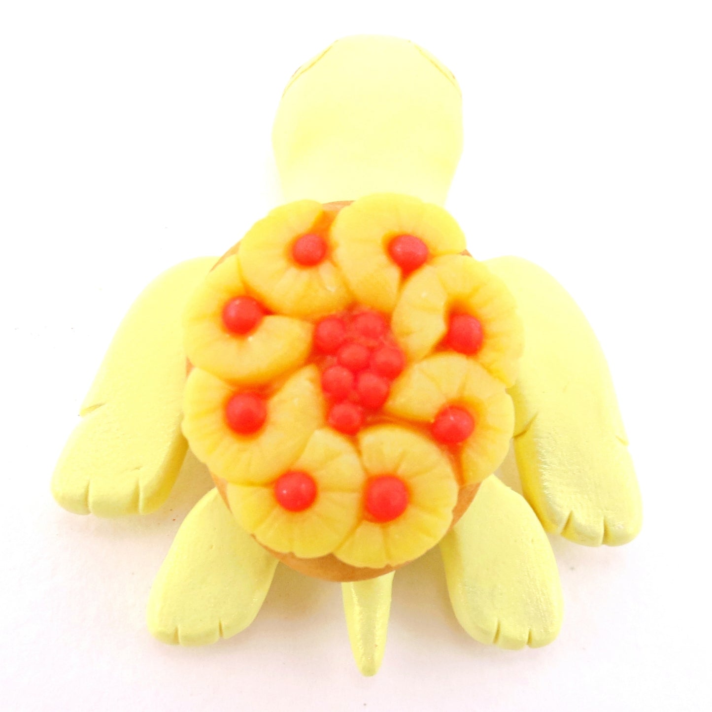 Pineapple Upside-Down Cake Turtle Figurine - Polymer Clay Food and Dessert Animals