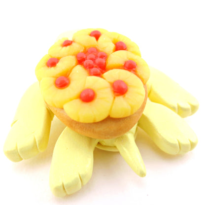 Pineapple Upside-Down Cake Turtle Figurine - Polymer Clay Food and Dessert Animals