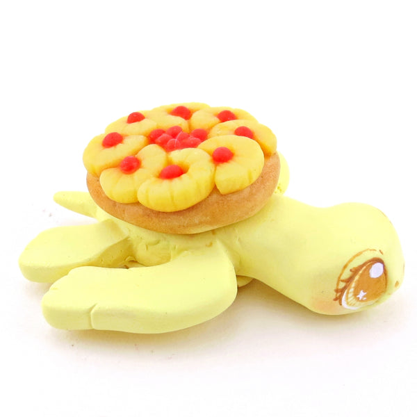 Pineapple Upside-Down Cake Turtle Figurine - Polymer Clay Food and Dessert Animals