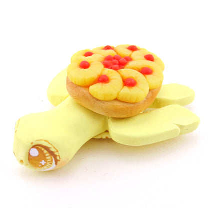 Pineapple Upside-Down Cake Turtle Figurine - Polymer Clay Food and Dessert Animals