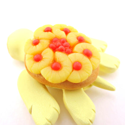 Pineapple Upside-Down Cake Turtle Figurine - Polymer Clay Food and Dessert Animals