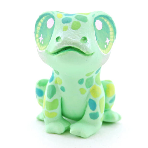 Little Green Spotted Frog Figurine - Darker Version - Polymer Clay Food and Dessert Animals