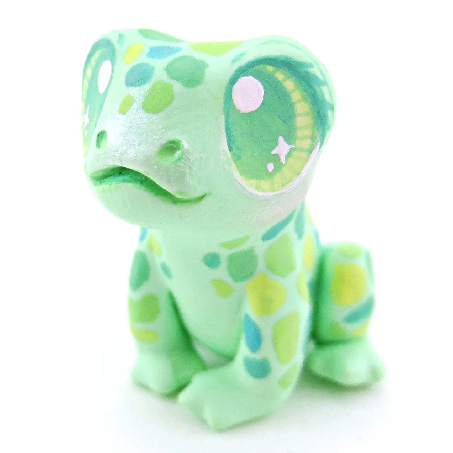 Little Green Spotted Frog Figurine - Darker Version - Polymer Clay Food and Dessert Animals