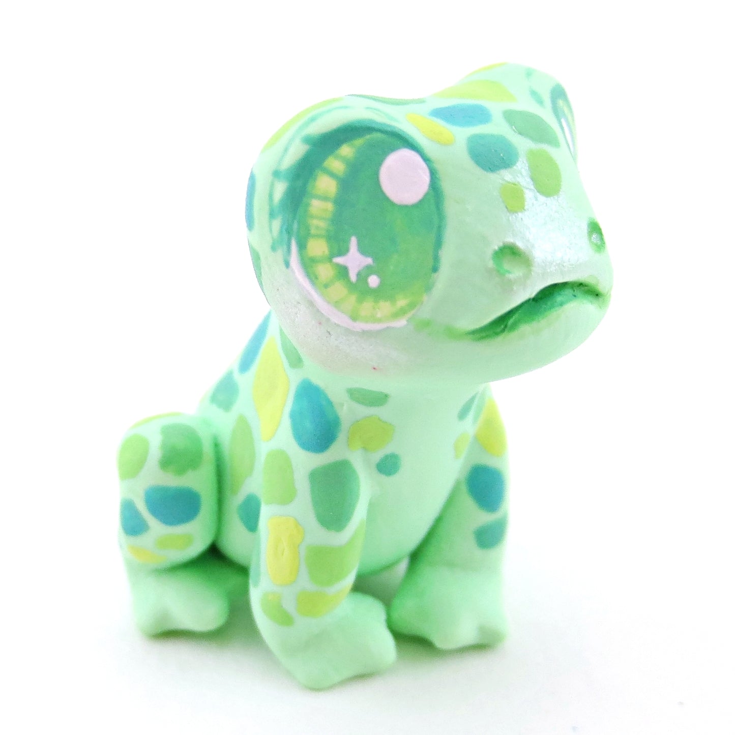 Little Green Spotted Frog Figurine - Darker Version - Polymer Clay Food and Dessert Animals