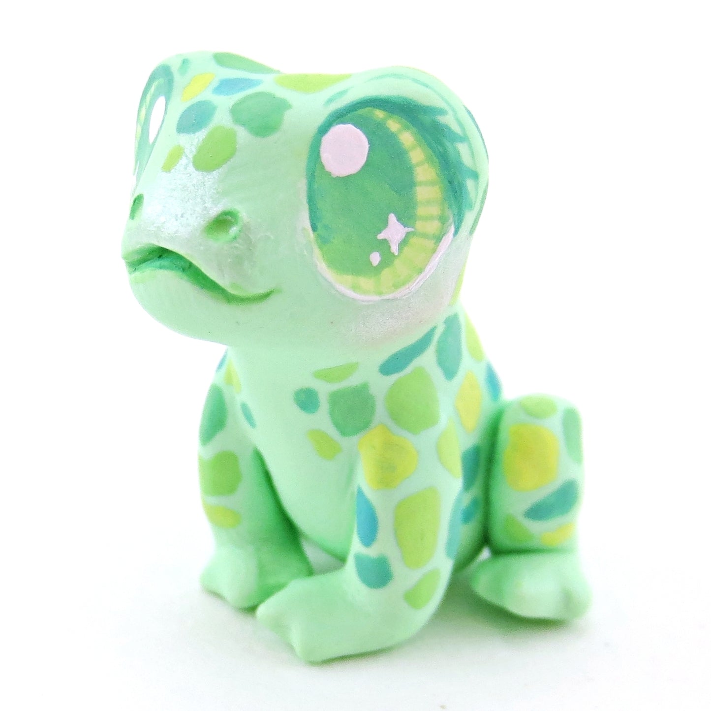 Little Green Spotted Frog Figurine - Darker Version - Polymer Clay Food and Dessert Animals