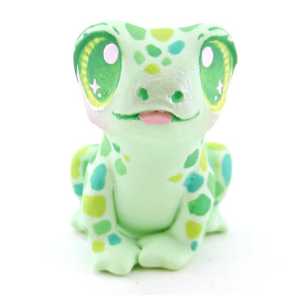 Little Green Spotted Frog Figurine - Lighter Version - Polymer Clay Food and Dessert Animals