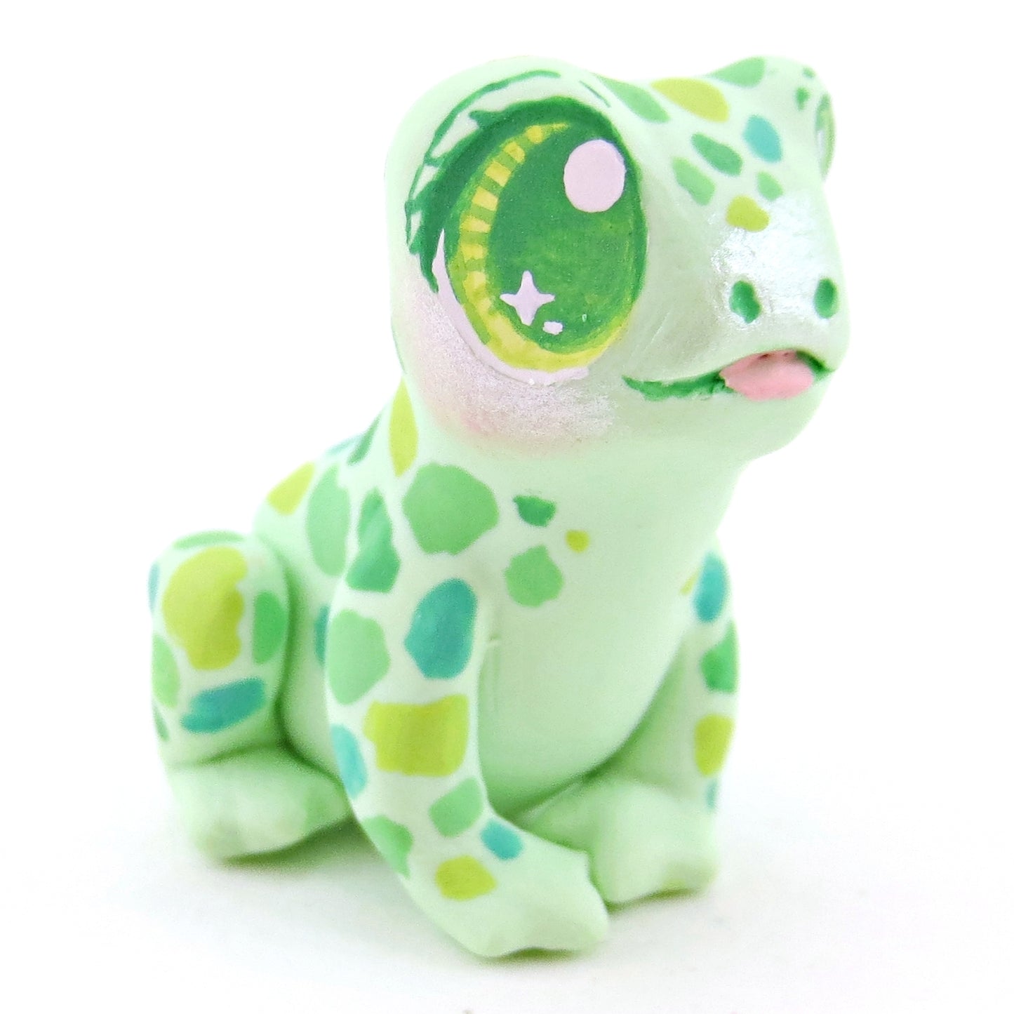 Little Green Spotted Frog Figurine - Lighter Version - Polymer Clay Food and Dessert Animals