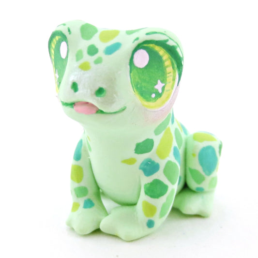 Little Green Spotted Frog Figurine - Lighter Version - Polymer Clay Food and Dessert Animals