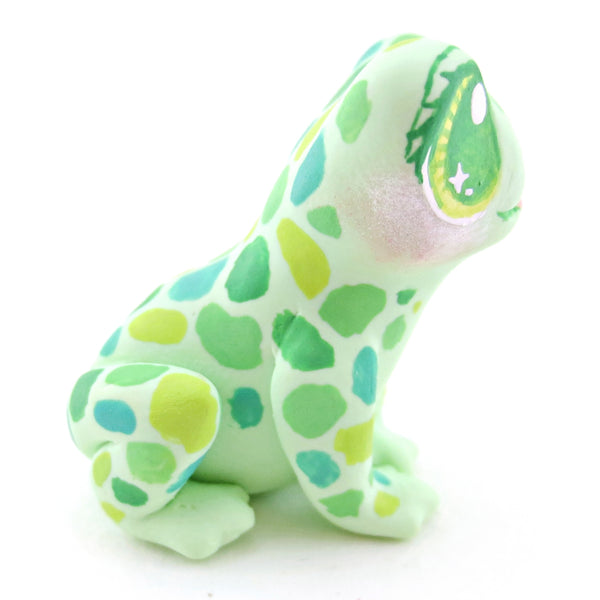 Little Green Spotted Frog Figurine - Lighter Version - Polymer Clay Food and Dessert Animals