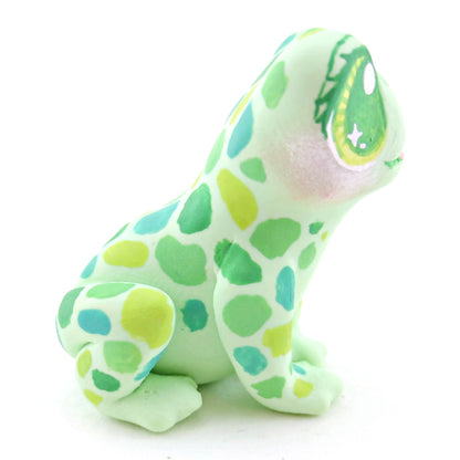 Little Green Spotted Frog Figurine - Lighter Version - Polymer Clay Food and Dessert Animals