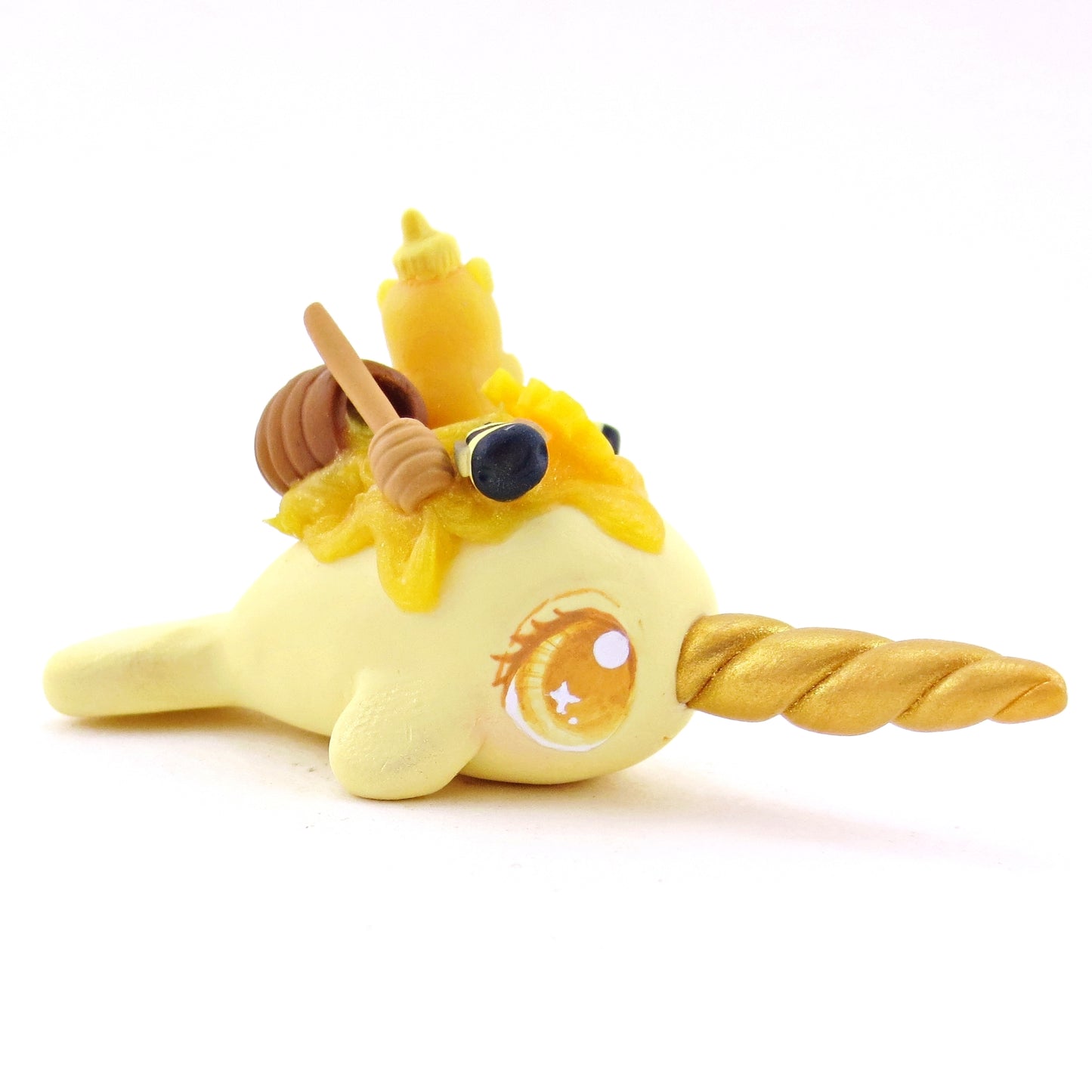 Honey Narwhal Figurine - Version 1 - Polymer Clay Food and Dessert Animals