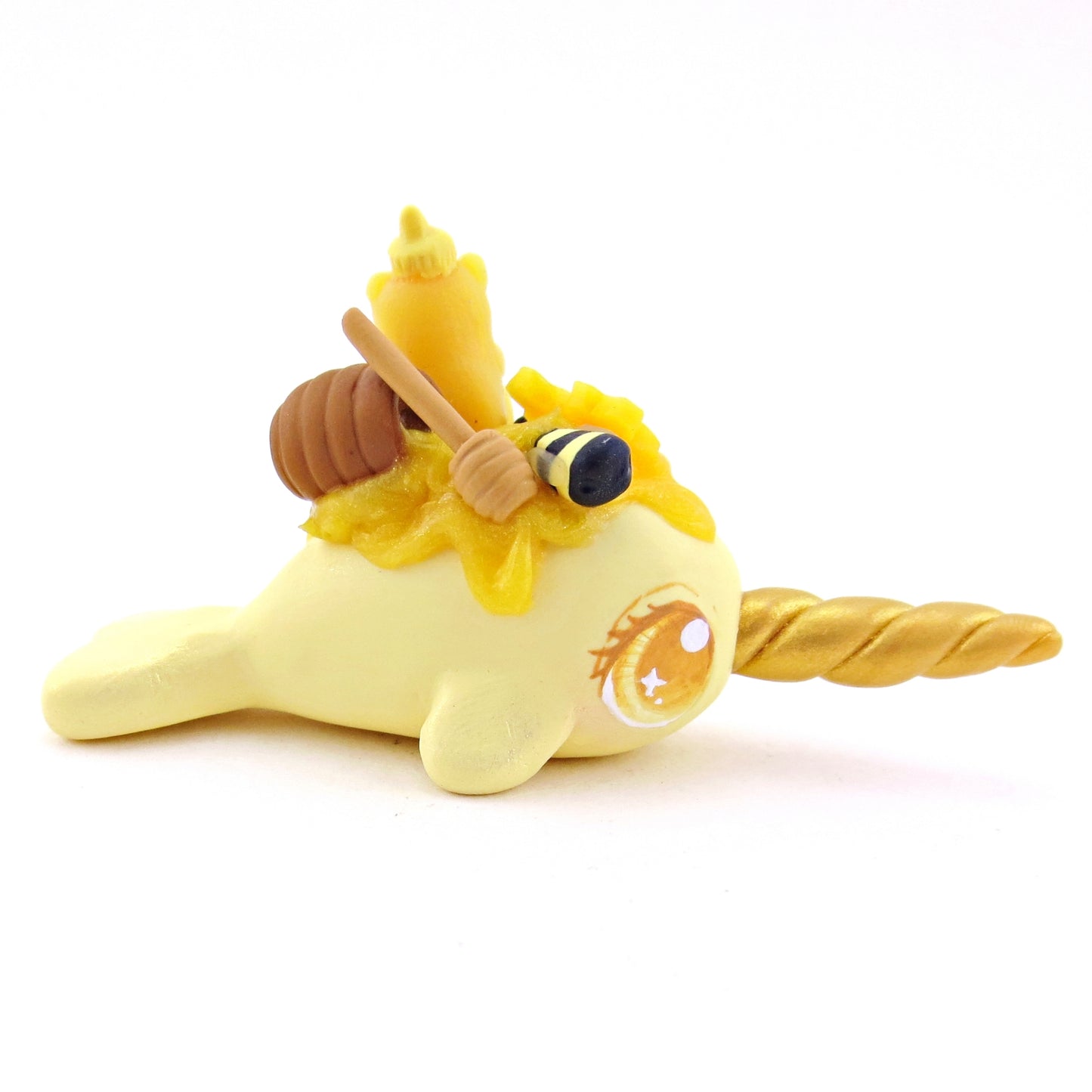 Honey Narwhal Figurine - Version 1 - Polymer Clay Food and Dessert Animals