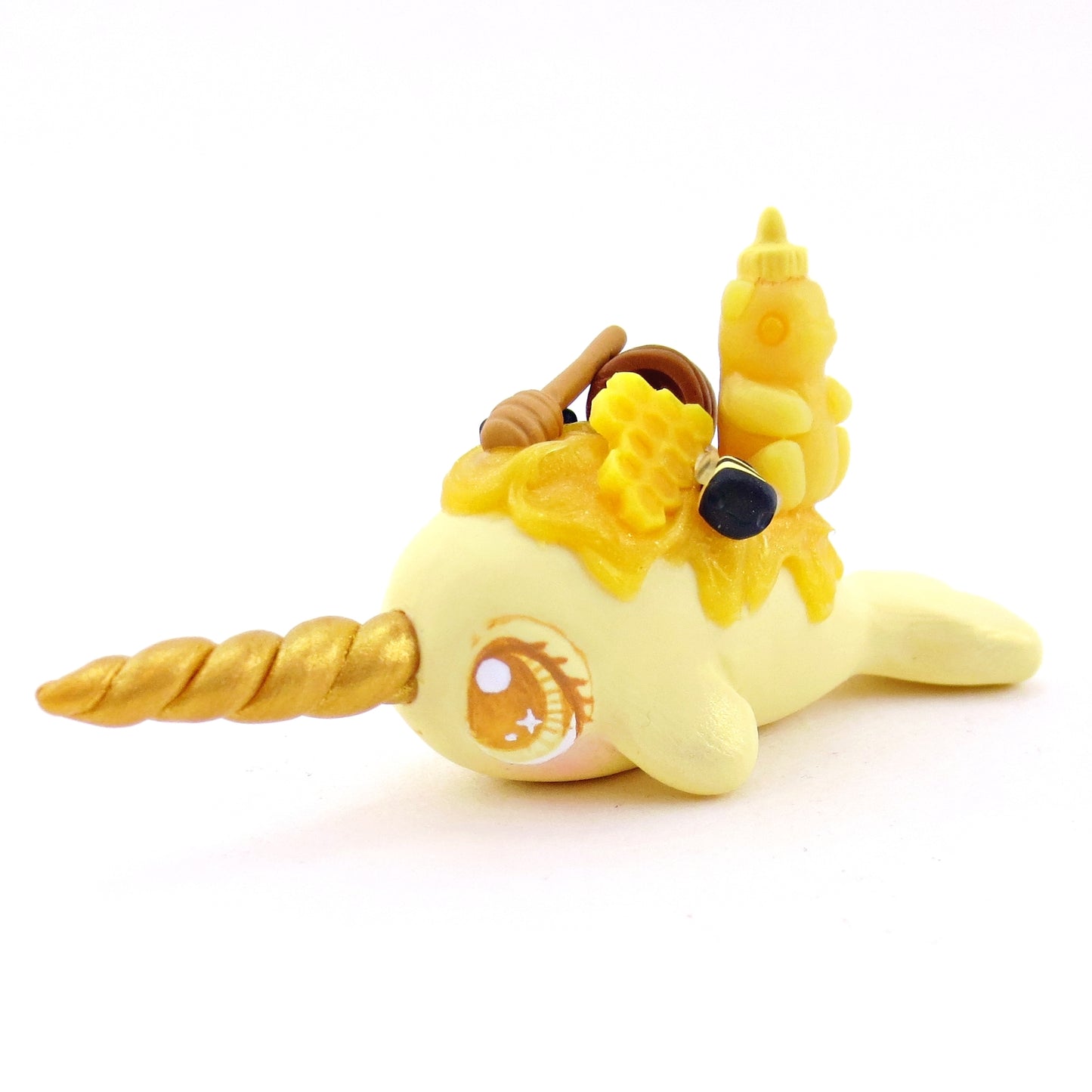 Honey Narwhal Figurine - Version 2 - Polymer Clay Food and Dessert Animals