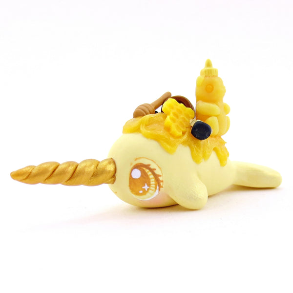 Honey Narwhal Figurine - Version 2 - Polymer Clay Food and Dessert Animals