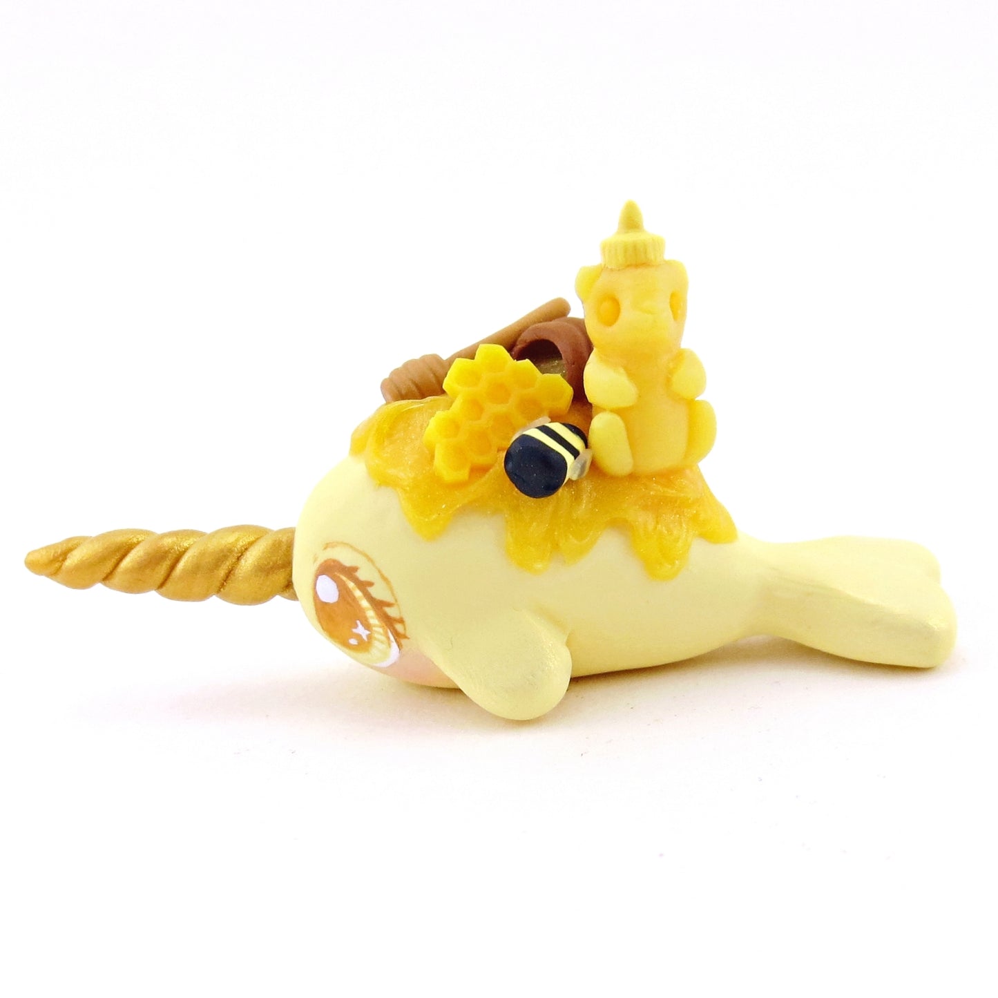 Honey Narwhal Figurine - Version 2 - Polymer Clay Food and Dessert Animals