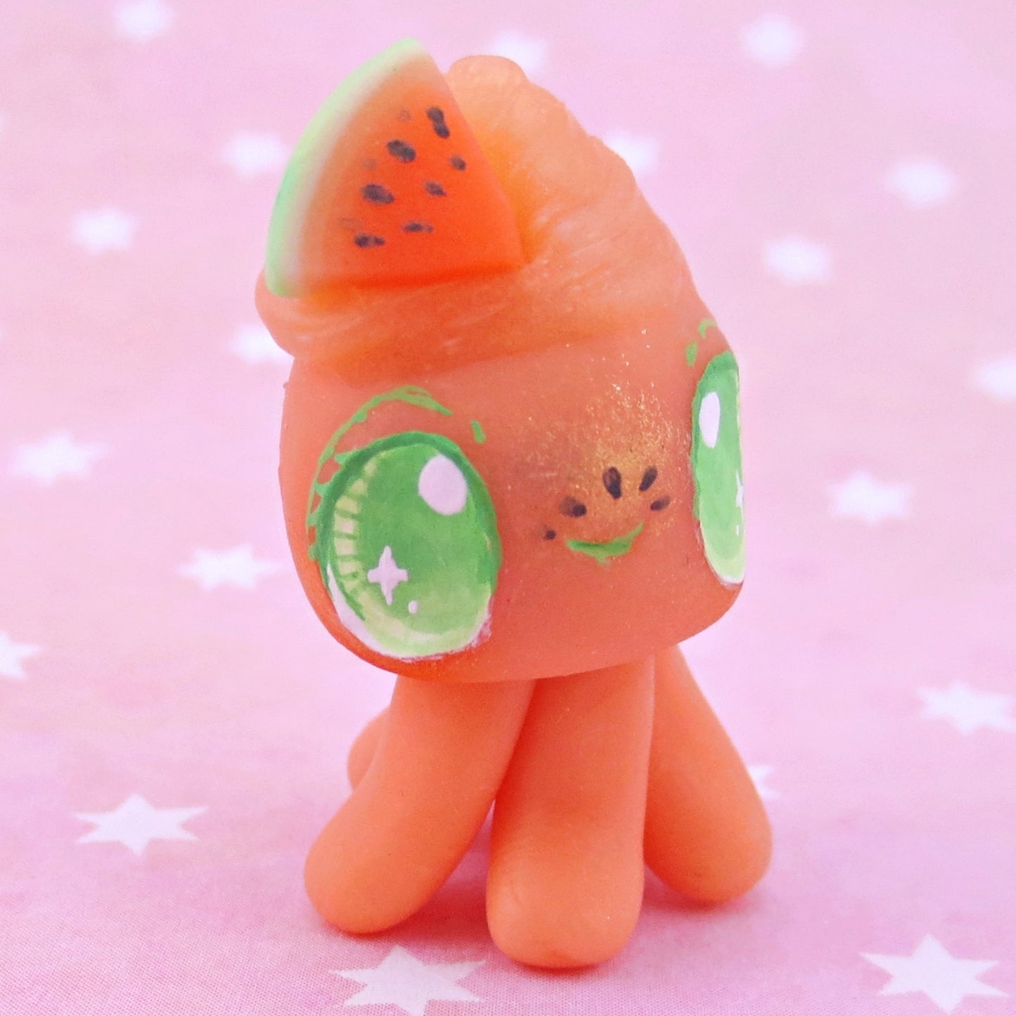 Watermelon Smoothie Jellyfish Figurine - Polymer Clay Food and Dessert Animals