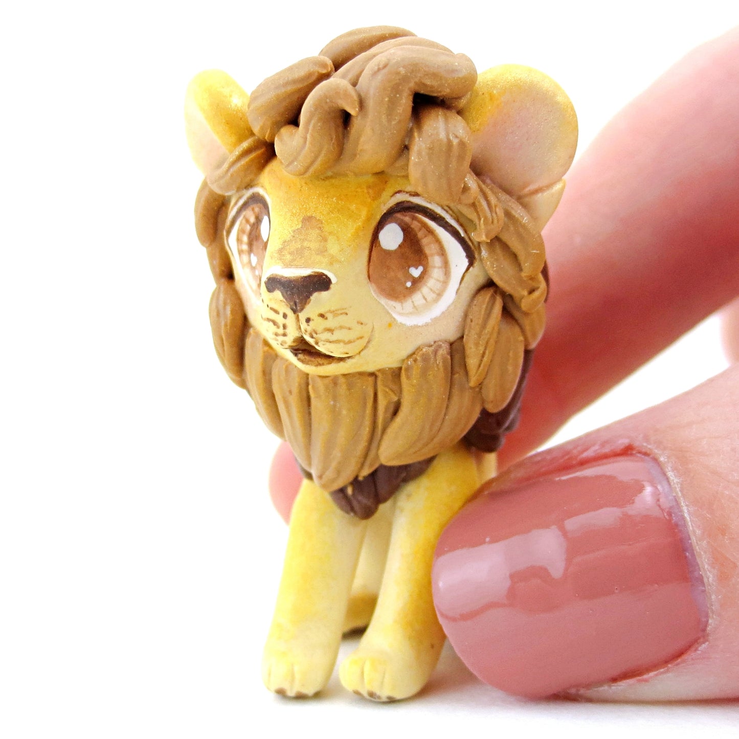 Maned Lion Figurine - Polymer Clay Tropical Animals