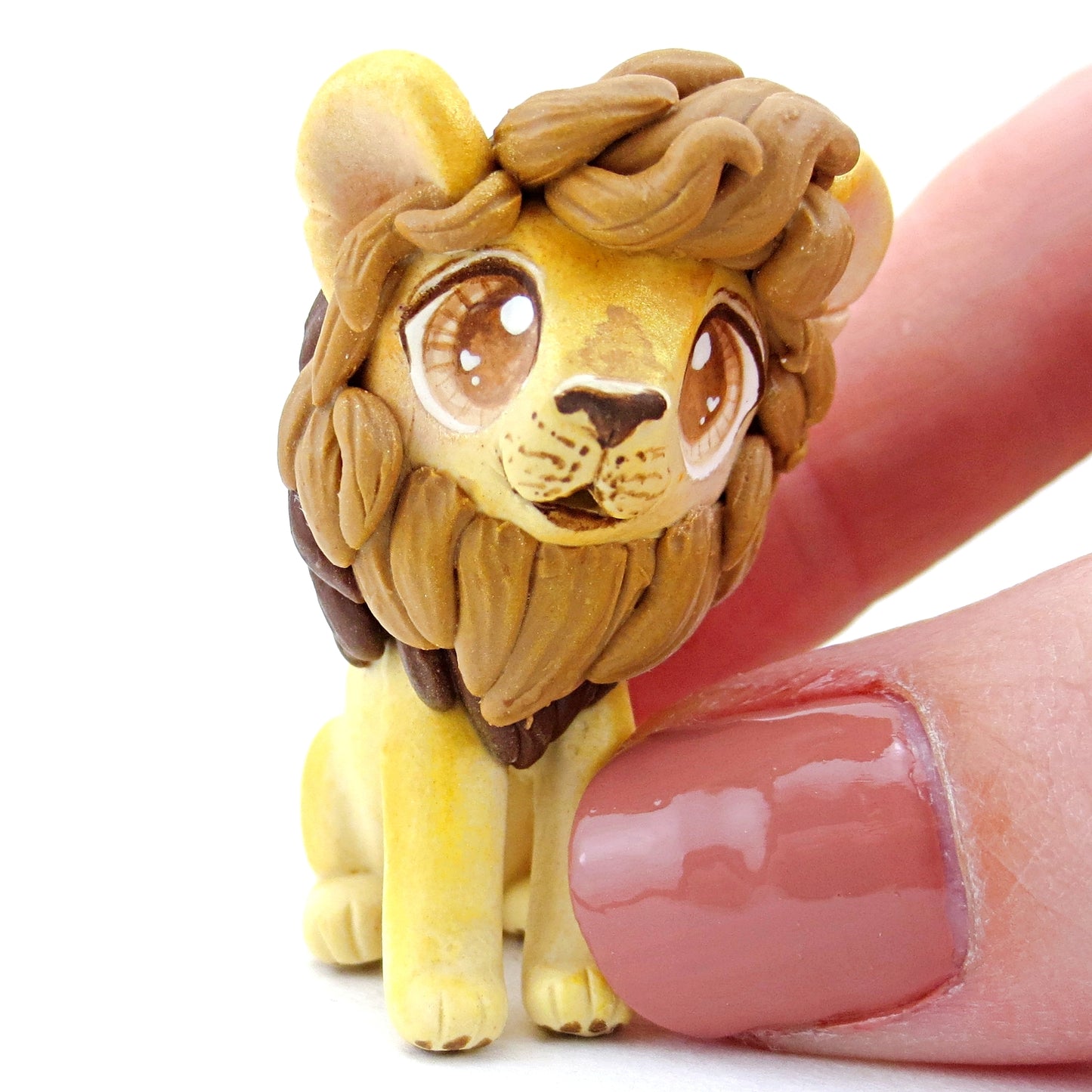 Maned Lion Figurine - Polymer Clay Tropical Animals