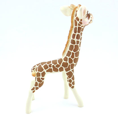 Giraffe Figurine with Blue Blep - Polymer Clay Tropical Animals