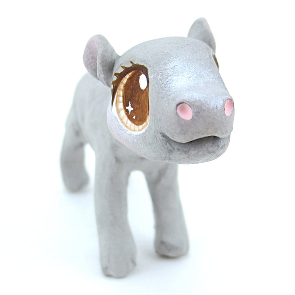 Baby Hippo Figurine - Polymer Clay Tropical Animals
