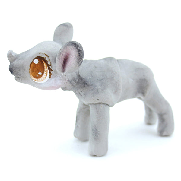 Baby Rhino Figurine - Polymer Clay Tropical Animals