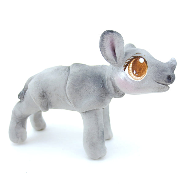Baby Rhino Figurine - Polymer Clay Tropical Animals