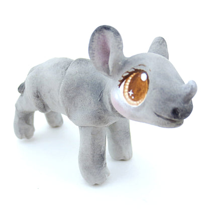 Baby Rhino Figurine - Polymer Clay Tropical Animals