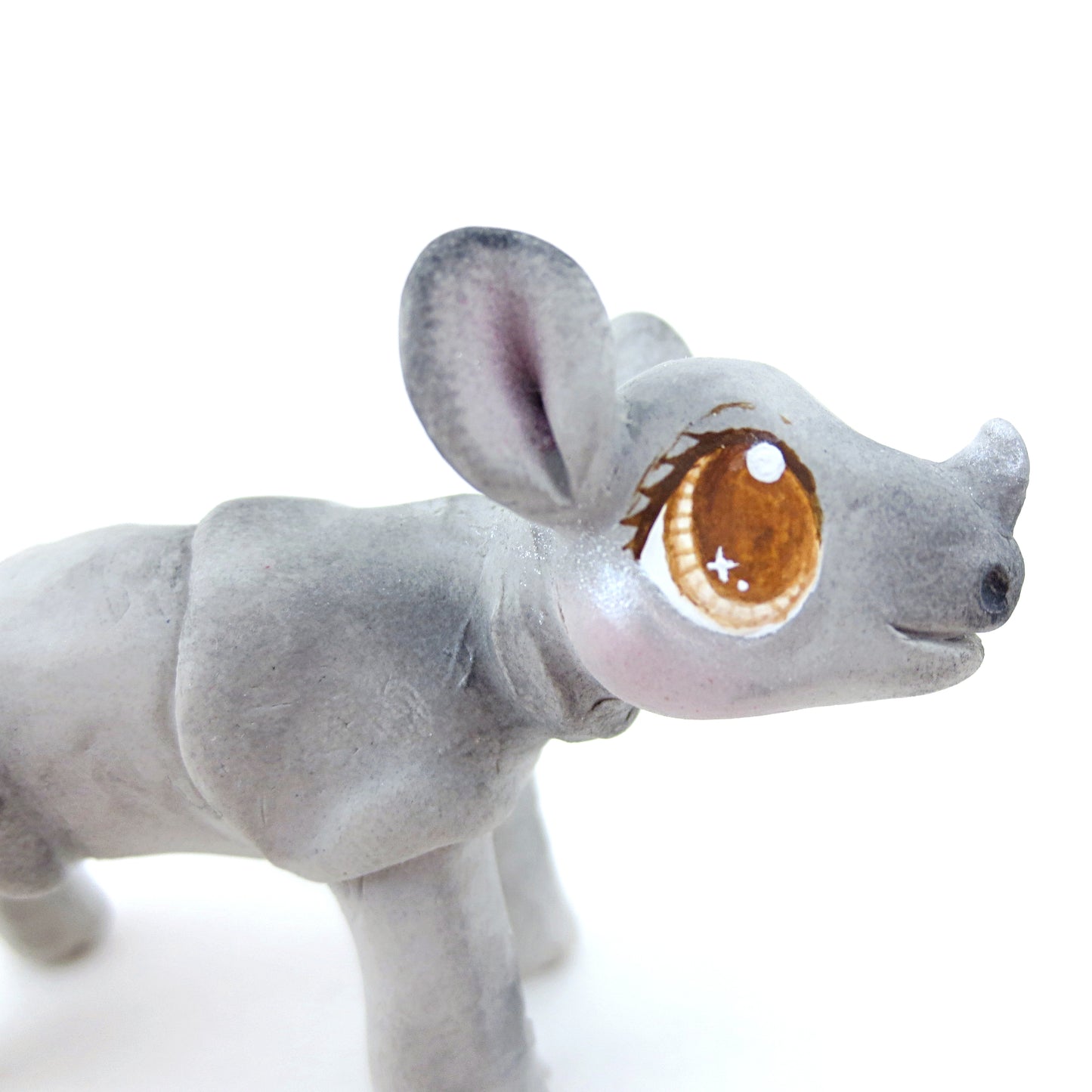 Baby Rhino Figurine - Polymer Clay Tropical Animals